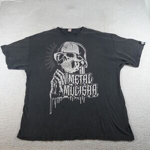 Vintage Metal Mulisha Shirt Mens Size 2XL Y2K Skull Moto Cross Helmet Distressed